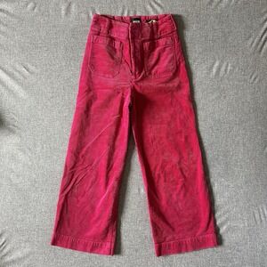 Anthropologie MAEVE The Colette Cropped Wide-leg Corduroy Pants Raspberry 28